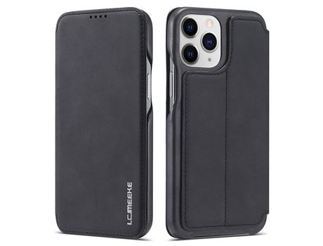 Funda PU LC.IMEEKE con suporte y porta-tarjetas autoabsorbente estilo vintage negro por iPhone 13 Pro Max 6.7