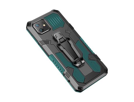 Carcasa TPU guerrero legal con suporte y recortar de cinto verde por Apple iPhone 11 6.1