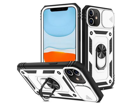 Funda TPU con suporte de anel branco/negro por iPhone 12 6.1