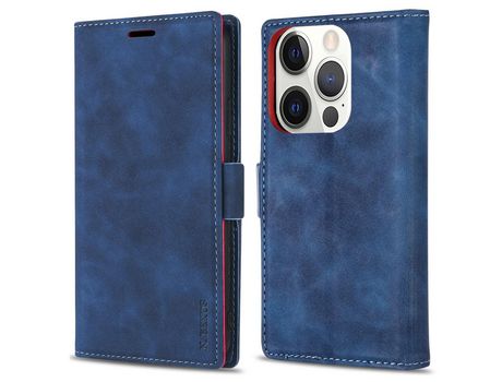 Funda PU + TPU N.BEKUS toque na pele trava-quedas con suporte azul por iPhone 13 Pro Max 6.7