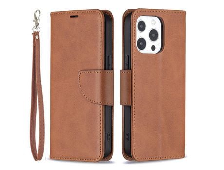 Funda PU + TPU cor sólida con fundo marrón por iPhone 13/13 Pro