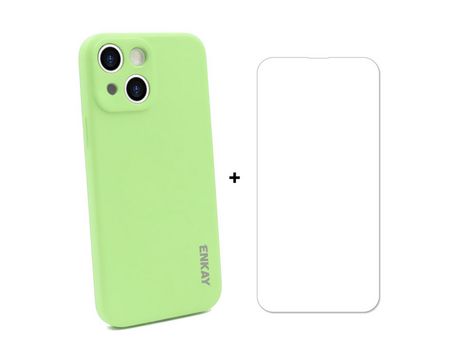 Funda silicone ENKAY resistente a arañas y resistente ao desgaste verde claro por iPhone 13 mini 5.4
