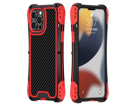 Funda silicone R-JUST airbag auxiliar híbrido negro/rojo por iPhone 13 Pro Max 6.7