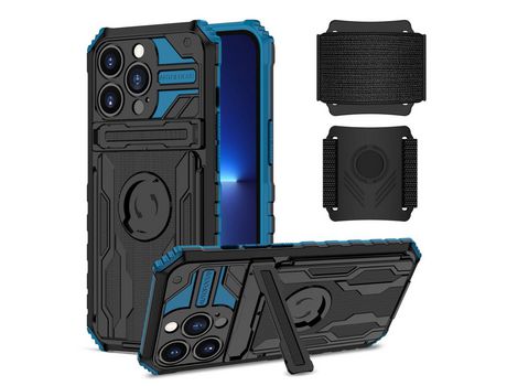 Funda TPU camada dupla con muleta azul por iPhone 13 Pro 6.1