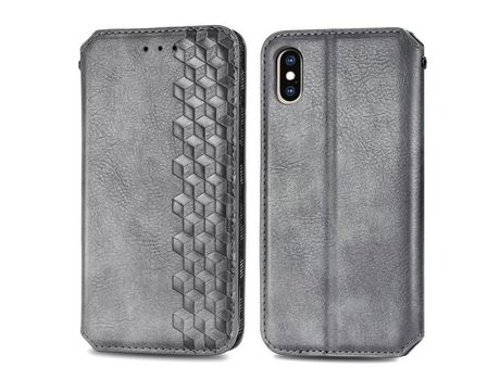 Funda PU patrón de losango cinza por iPhone X/XS 5.8