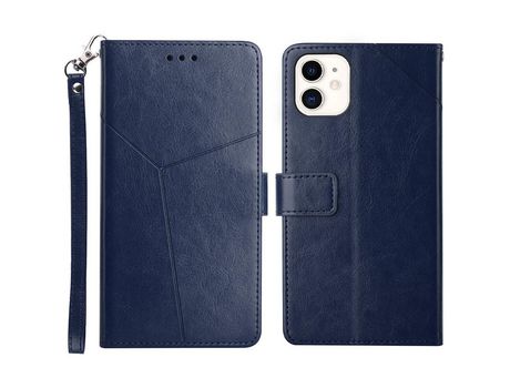 Funda PU patrón de linha en forma de y azul por iPhone 12 mini 5.4