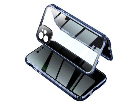 Carcasa de estructura de metal quadro de instalación de bloqueio lente anti-peep azul marinho por Apple iPhone 12 Pro