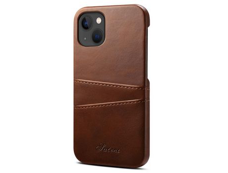 Funda TPU + PU con slots de tarjeta marrón por iPhone 13 mini 5.4