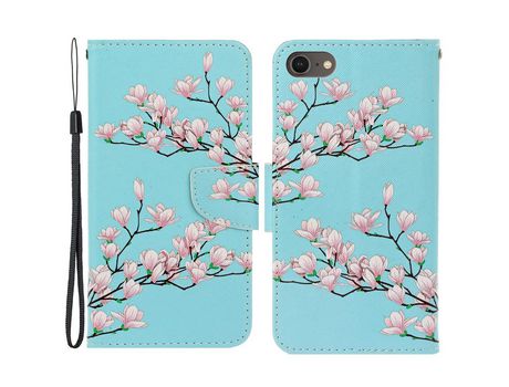 Funda PU con suporte magnético flores cor de rosa por iPhone 7/8/SE (2nd Gen)