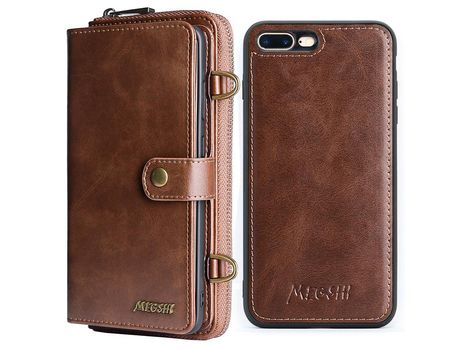 Funda PU Anti-lágrimas magnético a prueba de choques marrón por iPhone 7 Plus/8 Plus