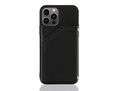 Funda TPU + PU con suporte y porta-tarjetas negro por iPhone 13 Pro 6.1