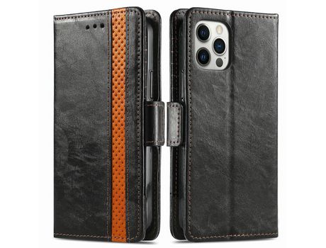 Funda PU + TPU CASENEO con suporte negro por iPhone 12 Pro Max 6.7
