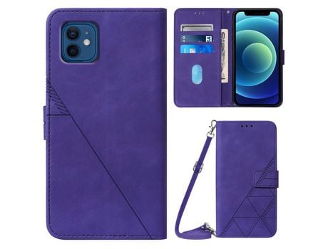 Funda PU con bandolera púrpura por iPhone 12 mini 5.4