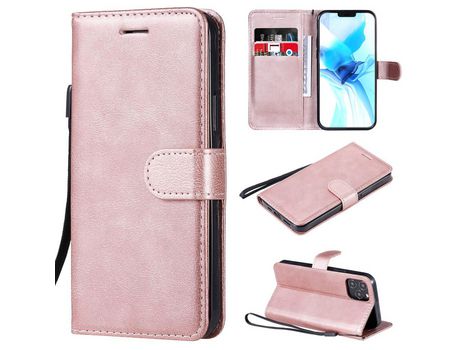 Carcasa PU color sólido con suporte y bandolera ouro rosa por Apple iPhone 12 Pro 6.1
