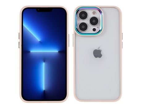 Funda TPU + acrílico multicolorido galvanoplastia con proteccion da lente da câmera rosa por iPhone 13 Pro Max 6.7