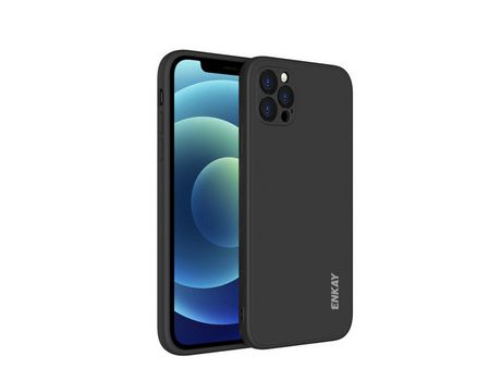 Carcasa silicona líquido plano de agujero preciso de borda reta flexible negro por Apple iPhone 12 Pro Max