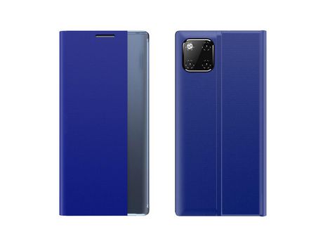 Carcasa PU ver ventana auto-absorvida flip con apoyo azul por Apple iPhone 12/12 Pro