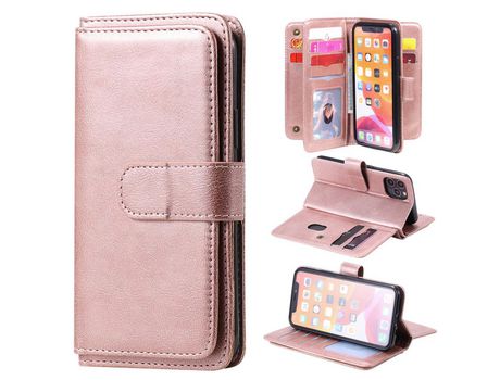 Carcasa PU multifuncional con 10 titulares de tarjeta ouro rosa por Apple iPhone 11 Pro 5.8