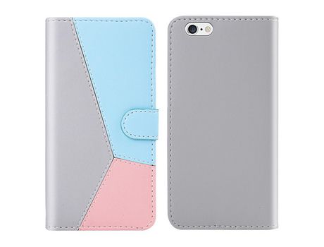 Funda PU emenda de três cores cinza/azul/rosa por iPhone 7 4.7 /8 4.7 /SE (2020)/SE (2022)