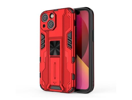 Funda TPU híbrido a prueba de choques con suporte rojo por iPhone 13 6.1