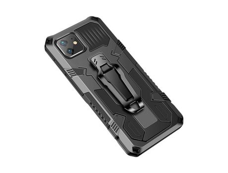 Carcasa TPU guerrero legal con suporte y recortar de cinto negro por Apple iPhone 11 6.1
