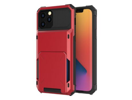 Funda TPU trava-queda porta-tarjetas híbrido rojo por iPhone 13 6.1