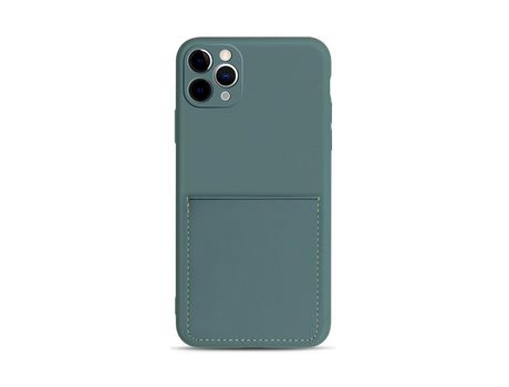 Carcasa silicona flexible con suporte de tarjeta verde oscuro por Apple iPhone 11 Pro Max 6.5