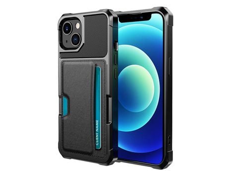 Funda TPU + PU híbrido con poseedor de tarjeta negro por iPhone 13 mini 5.4