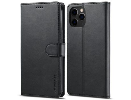 Funda PU + TPU LC.IMEEKE a prueba de choques con suporte negro por iPhone 13 Pro Max 6.7