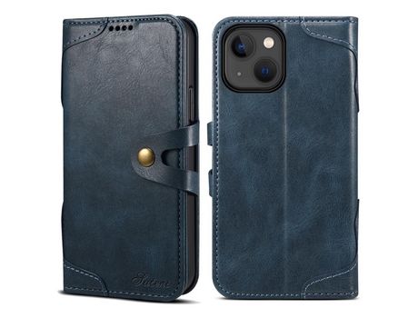 Funda PU fechamento de botón azul por iPhone 13 mini 5.4
