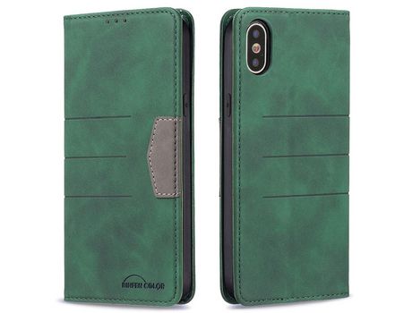 Funda PU magnético bicolor verde por iPhone X/XS 5.8