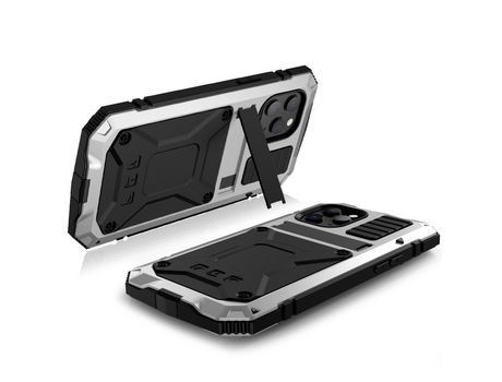 Carcasa y silicona + metal a prueba de choques à prova de poeira à prova d'Agua con muleta dinero por Apple iPhone 12 Mini