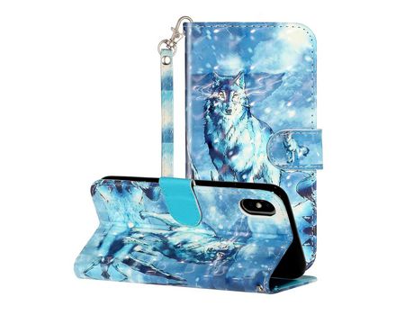 Carcasa PU impresión de normas de blanqueamiento con pontos de luz con apoyo Lobo por Apple iPhone X/XS 5.8