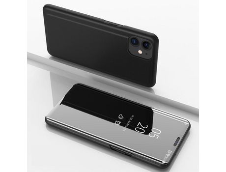 Carcasa PU ventana de visualización desde la superficie espejo negro por Apple iPhone 12 Pro 6.1