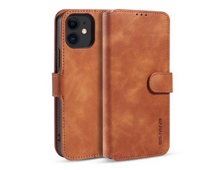 Carcasa PU estilo retro con apoyo marrom por Apple iPhone 12 5.4