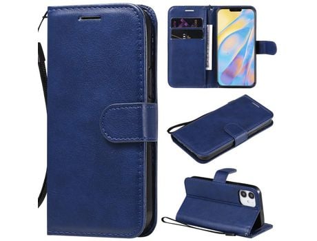 Carcasa PU color sólido con apoyo azul por Apple iPhone 12 5.4