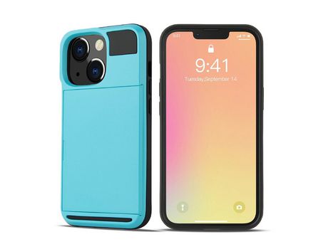 Funda TPU con porta-tarjetas deslizante anti-queda azul Cielo por iPhone 13 6.1