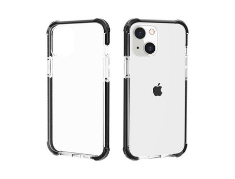 Funda de acrílico a prueba de choques transparente engrossado nos quatro cantos claro / o negro por iPhone 13 mini 5.4