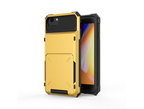 Carcasa TPU flip híbrido con suporte por tarjeta amarelo por Apple iPhone SE (2nd Gen)/8/7 4.7