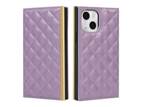 Funda PU + TPU textura de grade con suporte púrpura por iPhone 13 mini 5.4
