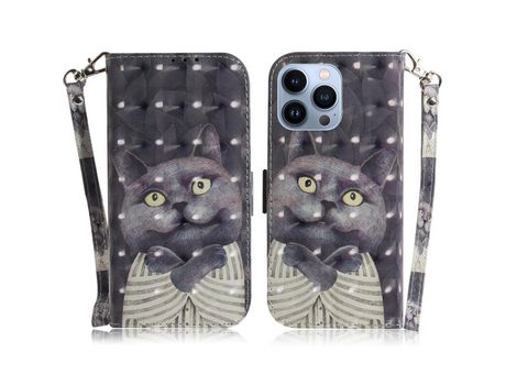 Funda PU + TPU decorazón de pontos claros con suporte por gatos por iPhone 13 Pro 6.1