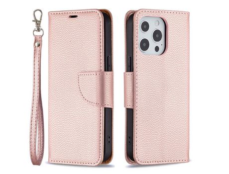 Funda PU + TPU Cerrar magnético de Grano de lichia ouro rosa por iPhone 13/iPhone 13 Pro