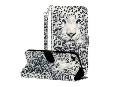 Carcasa PU impresión de normas de blanqueamiento con pontos de luz con apoyo leopardo por Apple iPhone XR 6.1