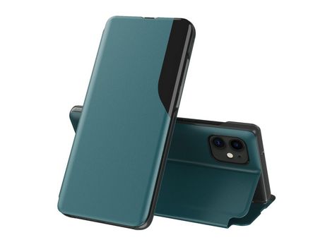 Carcasa PU ventana de visualización con apoyo verde por Apple iPhone 12 mini