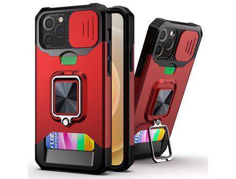 Funda TPU híbrido con porta-tarjeta rojo por iPhone 12/12 Pro 6.1