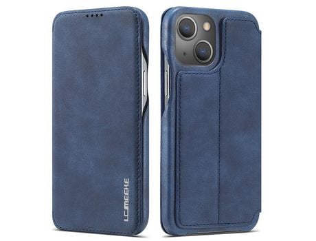 Funda PU LC.IMEEKE estilo retro con porta-tarjetas azul por iPhone 13 mini 5.4