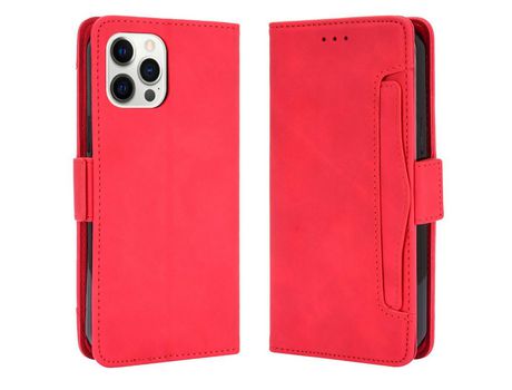Funda PU + TPU Cerrar magnético con suporte y porta-tarjetas rojo por iPhone 13 Pro 6.1