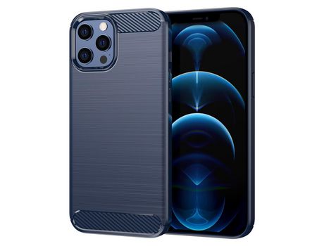 Funda TPU textura de fibra de carbono flexível azul por iPhone 12 Pro Max 6.7
