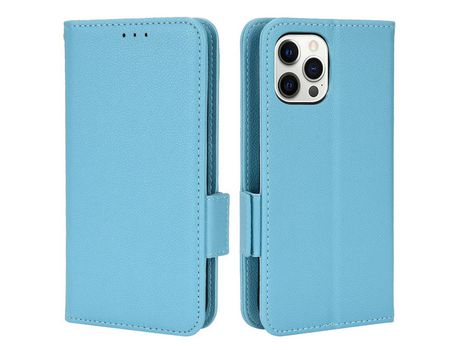Funda PU textura de lichi Cerrar magnético azul claro por iPhone 12/12 Pro 6.1