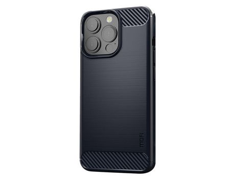 Funda TPU MOFI textura de fibra de carbono a prueba de choques flexível azul por iPhone 13 Pro 6.1